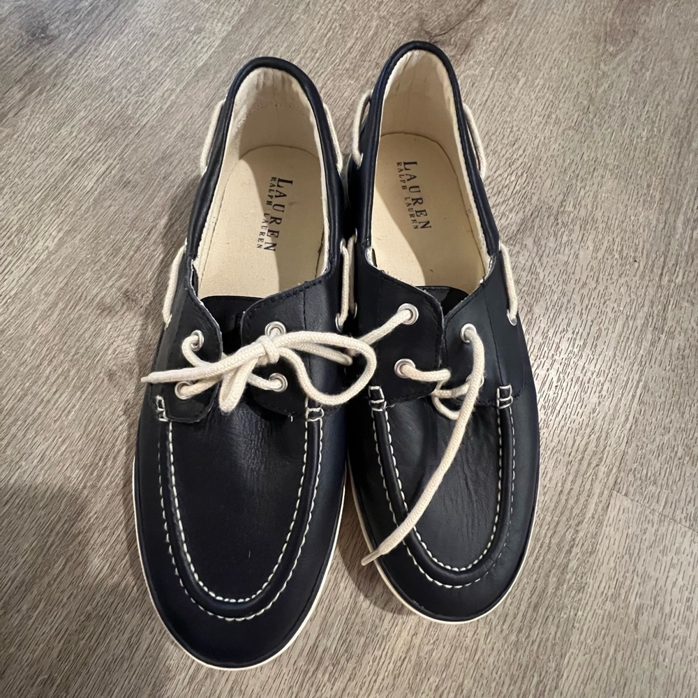 Navy leather loafers brand new